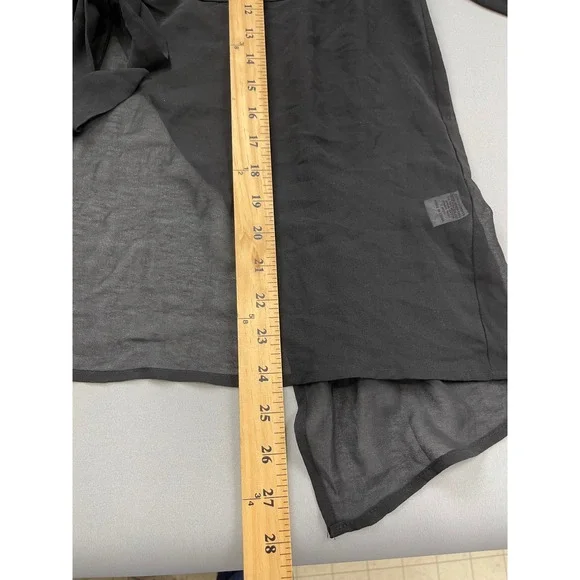 Cecico Black Sheer Chiffon Tie Front Split Back Long Sleeve Blouse Size L - Picture 9 of 10